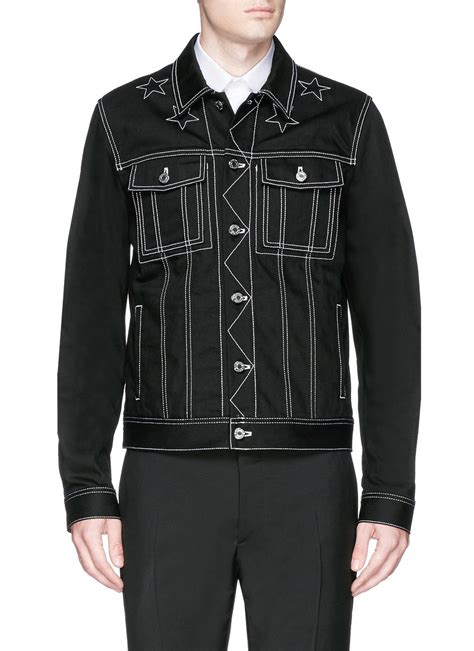 contrasting color stitching denim jacket from givenchy|GIVENCHY .